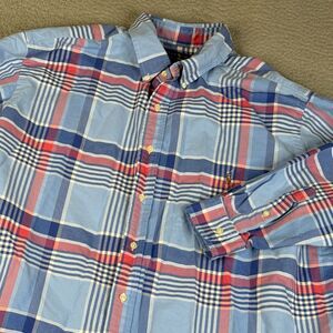 POLO RALPH LAUREN Shirt Mens 2XLT TALL Blue Red Classic Fit Button Flesh Pony
